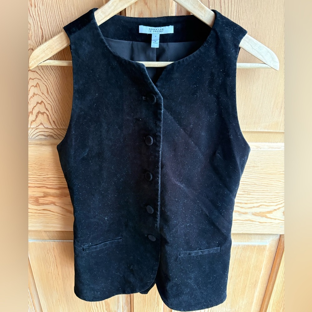 NWOT VELVET 10 Crosby Derek Lam Black Vest Blouse | Size 2